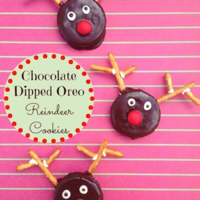 Chocolate Dipped Oreo Reindeer Cookies
