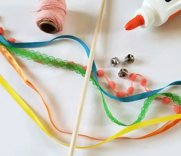 DIY Cat Ribbon Wand Toy