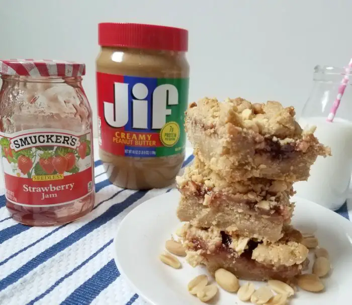 Peanut Butter & Strawberry Jelly Cookie Bars