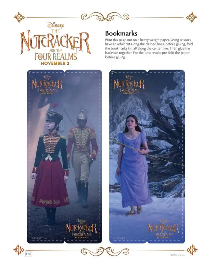 The Nutcracker and the Fours Realms printable bookmarks