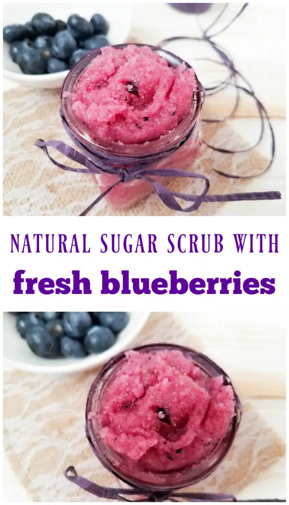 natural sugar scrub with fresh blueberries