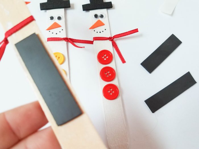 adding magnet to back of snowman