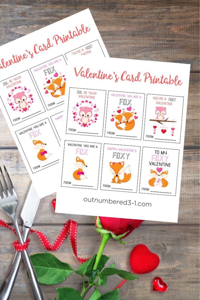 Fox & Owl Valentines Card Printable