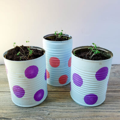 Polka-dot Upcycled Can Planters